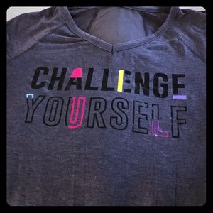 Grey v-neck workout shirt Challenge Yourself 💪🏻